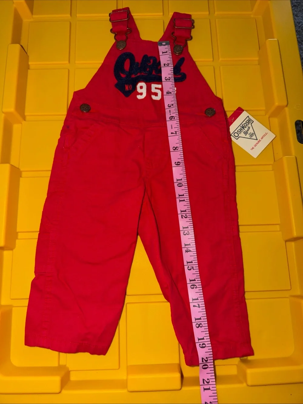 OshKosh B'gosh Bright Red Kids Overalls with Embroidered Chest NWT